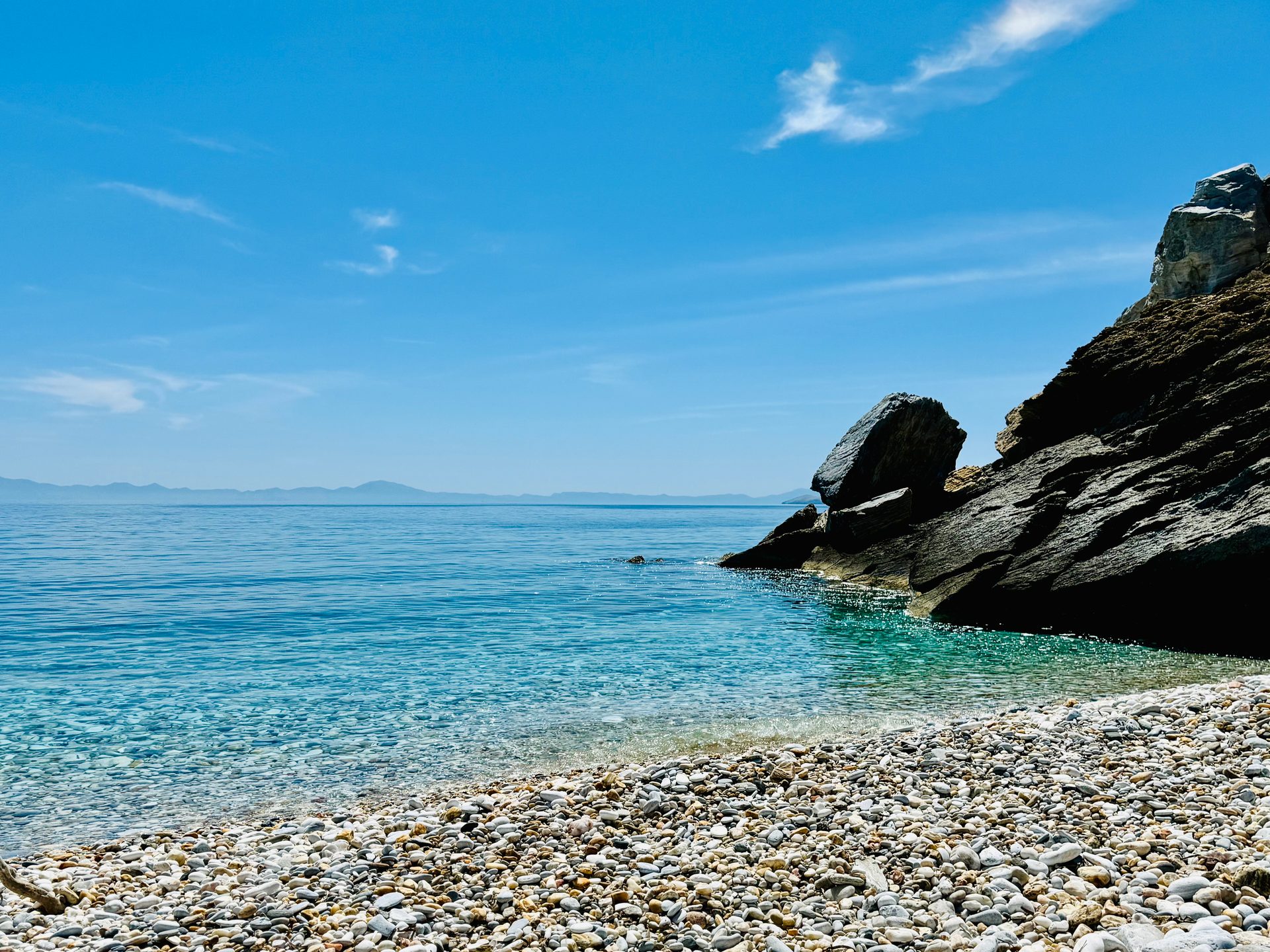 Crystal clear Aegean water near Limnes Seaside